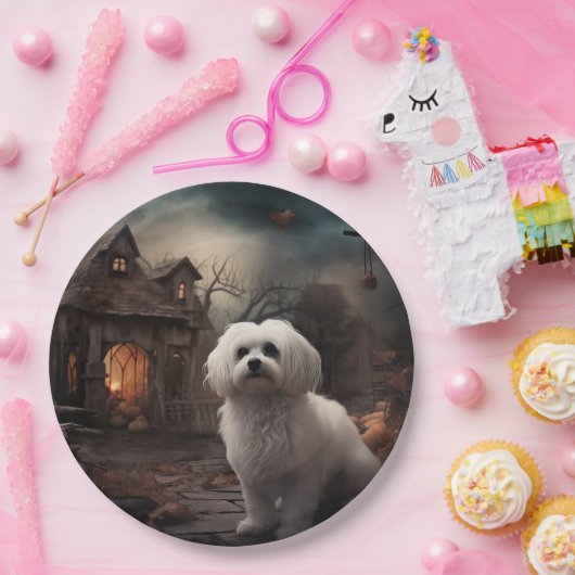 Maltees Halloween eng Papieren Bordje (Feest)