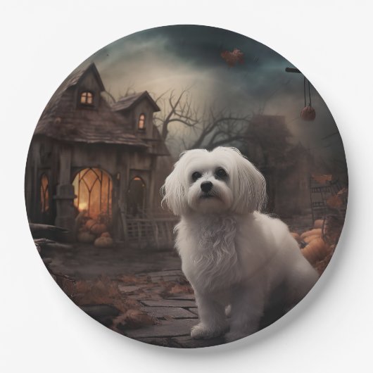 Maltees Halloween eng Papieren Bordje (Voorkant)