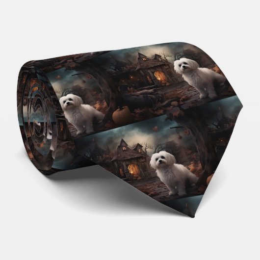 Maltees Halloween eng Stropdas (Opgerold)