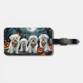 Maltees Halloween Griezelig Bagagelabel (Achterkant horizontaal)