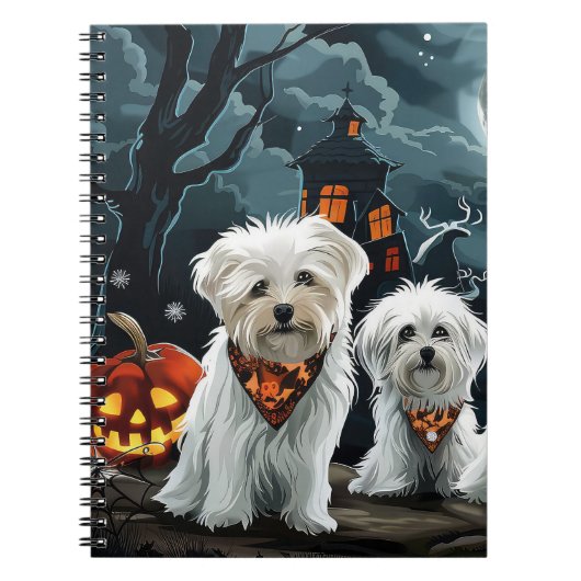 Maltees Halloween Griezelig Notitieboek (Voorkant)