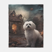 Maltees Halloween Verschrikkelijk Fleece Deken (Voorkant)