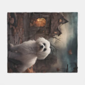 Maltees Halloween Verschrikkelijk Fleece Deken (Voorkant (Horizontaal))