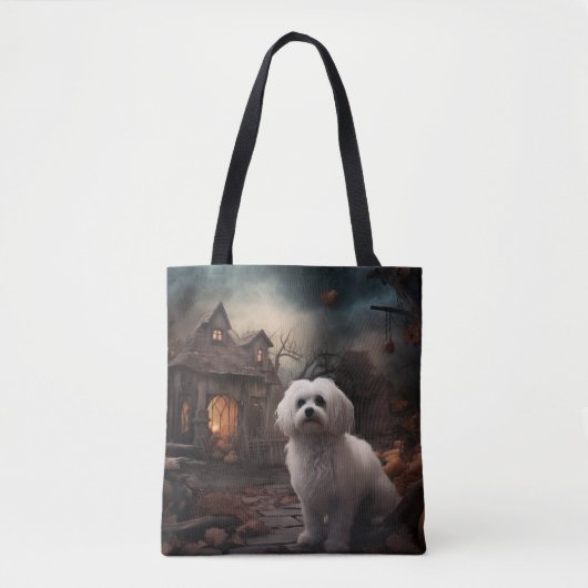 Maltees Halloween Verschrikkelijk Tote Bag (Voorkant)