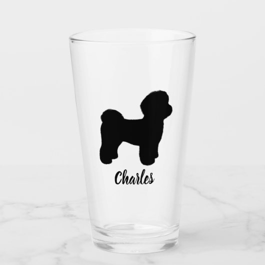Maltees hondensilhouet gepersonaliseerd Drink glas (Voorkant)