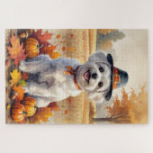 Maltees in Autumn verlaat Thanksgiving kunst Legpuzzel (Horizontaal)