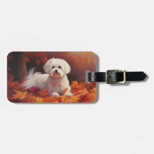 Maltees in de herfst laat Herfst inspireren Bagagelabel