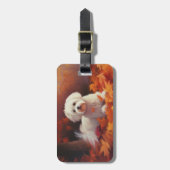 Maltees in de herfst laat Herfst inspireren Bagagelabel (Voorkant verticaal)