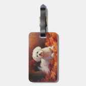 Maltees in de herfst laat Herfst inspireren Bagagelabel (Achterkant verticaal)