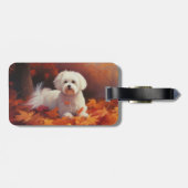 Maltees in de herfst laat Herfst inspireren Bagagelabel (Achterkant horizontaal)