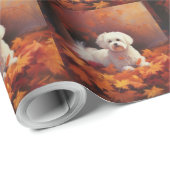 Maltees in de herfst laat Herfst inspireren Cadeaupapier (Rol Hoek)