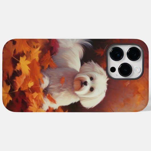 Maltees in de herfst laat Herfst inspireren Case-Mate iPhone Case (Achterkant (horizontaal))