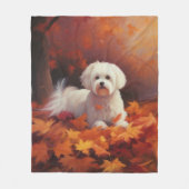 Maltees in de herfst laat Herfst inspireren Fleece Deken (Voorkant)