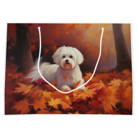 Maltees in de herfst laat Herfst inspireren Groot Cadeauzakje (Voorkant)