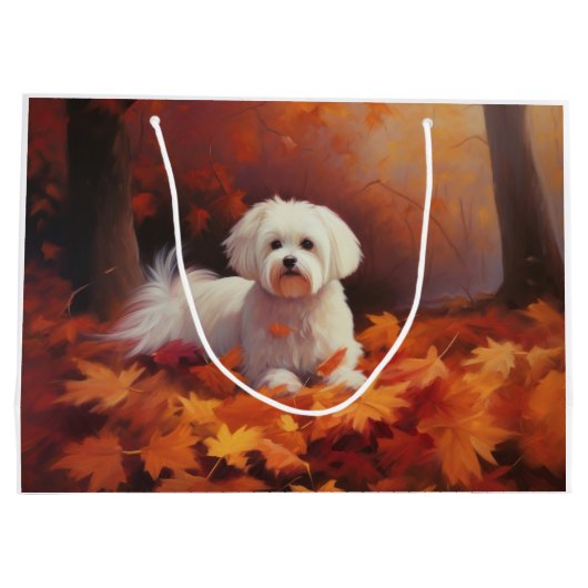 Maltees in de herfst laat Herfst inspireren Groot Cadeauzakje (Achterkant)