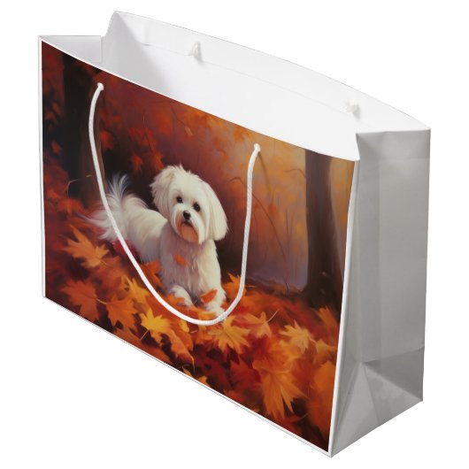 Maltees in de herfst laat Herfst inspireren Groot Cadeauzakje (Achterkant Gekanteld)