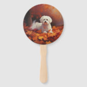 Maltees in de herfst laat Herfst inspireren Handwaaier (Voorkant)