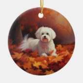 Maltees in de herfst laat Herfst inspireren Keramisch Ornament (Voorkant)