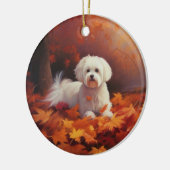 Maltees in de herfst laat Herfst inspireren Keramisch Ornament (Links)