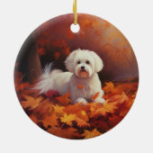 Maltees in de herfst laat Herfst inspireren Keramisch Ornament (Achterkant)