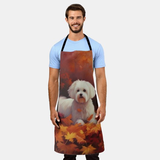 Maltees in de herfst laat Herfst inspireren Schort (Gedragen)
