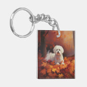 Maltees in de herfst laat Herfst inspireren Sleutelhanger (Voorkant Links)