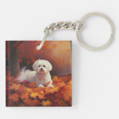 Maltees in de herfst laat Herfst inspireren Sleutelhanger (Achterkant)