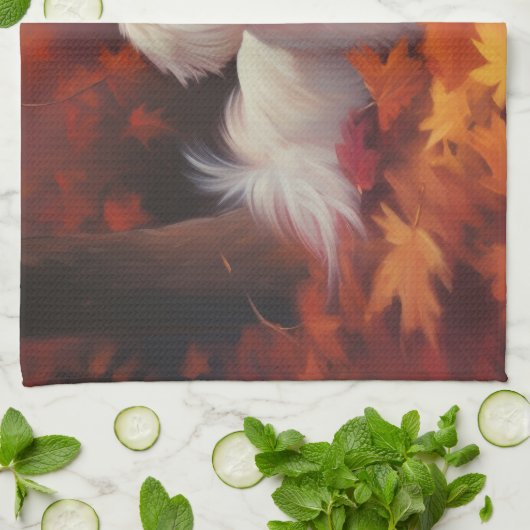 Maltees in de herfst laat Herfst inspireren Theedoek (Gevouwen)