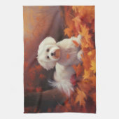 Maltees in de herfst laat Herfst inspireren Theedoek (Verticaal)