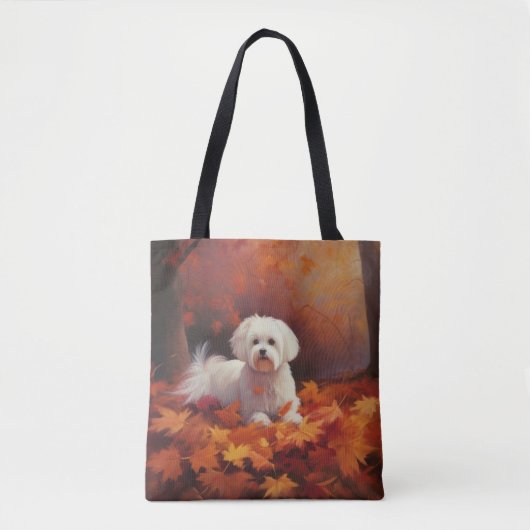 Maltees in de herfst laat Herfst inspireren Tote Bag (Voorkant)
