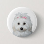 Maltees in wit Schattig puppy wonder Ronde Button 5,7 Cm (Voorkant)
