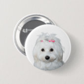 Maltees in wit Schattig puppy wonder Ronde Button 5,7 Cm (Voorkant /achterkant)