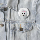 Maltees in wit Schattig puppy wonder Ronde Button 5,7 Cm (In situ)