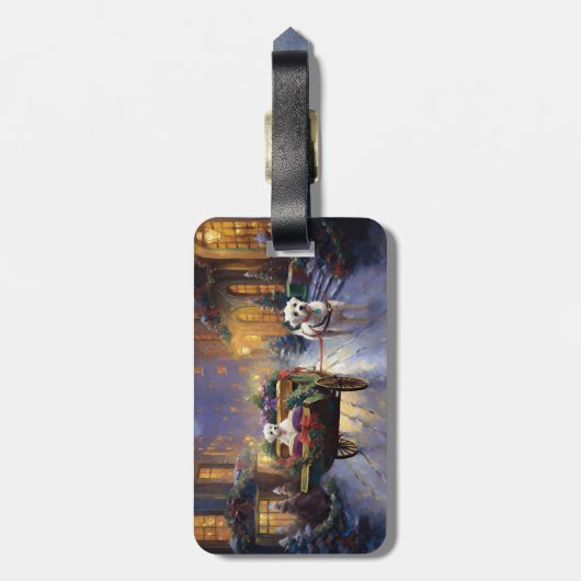 Maltees Kerstfeest Feestelijk Seizoen Bagagelabel (Achterkant verticaal)