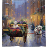 Maltees Kerstfeest Feestelijk Seizoen Douchegordijn (Voorkant)