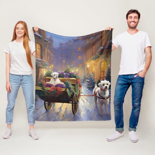 Maltees Kerstfeest Feestelijk Seizoen Fleece Deken (In situ)