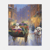 Maltees Kerstfeest Feestelijk Seizoen Fleece Deken (Voorkant)