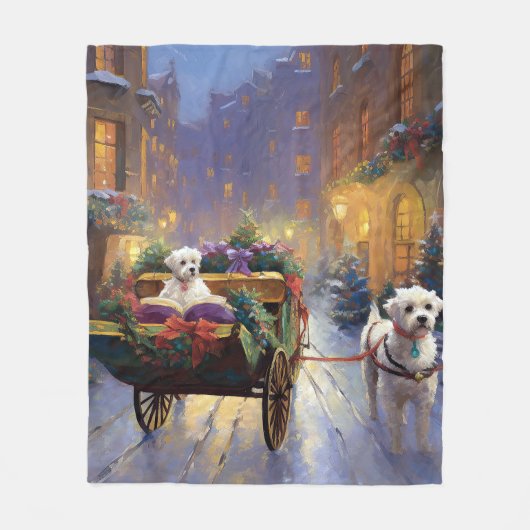 Maltees Kerstfeest Feestelijk Seizoen Fleece Deken (Voorkant)