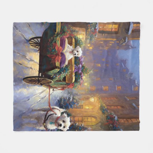 Maltees Kerstfeest Feestelijk Seizoen Fleece Deken (Voorkant (Horizontaal))