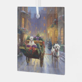 Maltees Kerstfeest Feestelijk Seizoen Glas Ornament (Voorkant links)