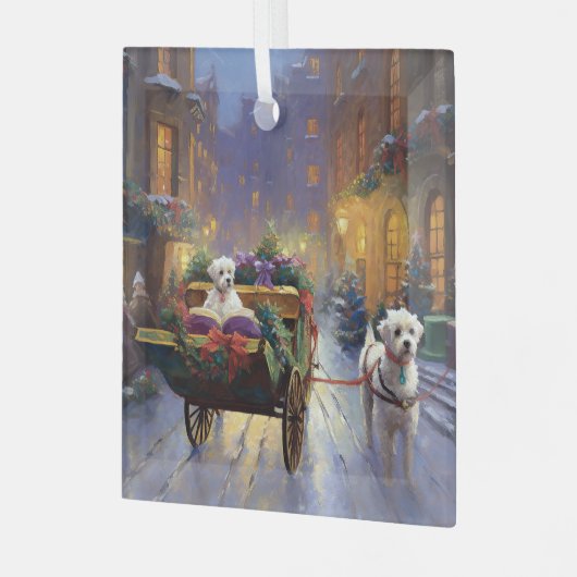 Maltees Kerstfeest Feestelijk Seizoen Glas Ornament (Voorkant links)