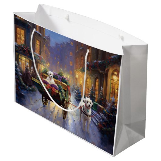 Maltees Kerstfeest Feestelijk Seizoen Groot Cadeauzakje (Achterkant Gekanteld)