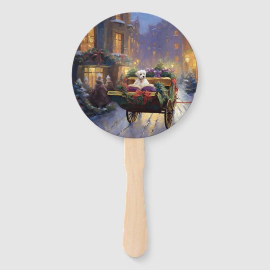 Maltees Kerstfeest Feestelijk Seizoen Handwaaier (Achterkant)