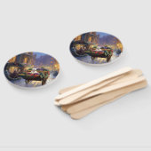 Maltees Kerstfeest Feestelijk Seizoen Handwaaier (Niet-gemonteerd)