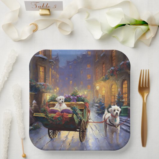 Maltees Kerstfeest Feestelijk Seizoen Papieren Bordje (Huwelijk)