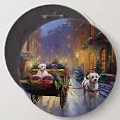 Maltees Kerstfeest Feestelijk Seizoen Ronde Button 6,0 Cm (Voorkant /achterkant)