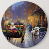 Maltees Kerstfeest Feestelijk Seizoen Ronde Button 6,0 Cm (Voorkant)