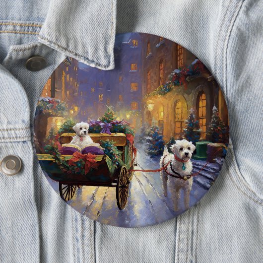 Maltees Kerstfeest Feestelijk Seizoen Ronde Button 6,0 Cm (In situ)