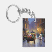 Maltees Kerstfeest Feestelijk Seizoen Sleutelhanger (Voorkant Links)