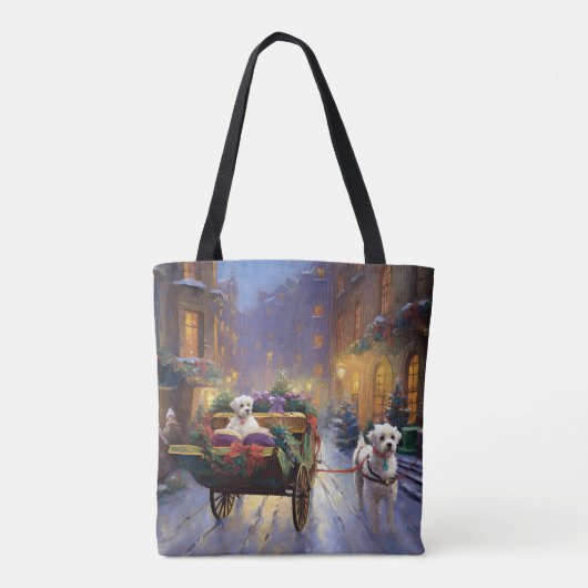 Maltees Kerstfeest Feestelijk Seizoen Tote Bag (Achterkant)
